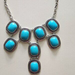 Turquoise and Silver Unique Womans Necklace